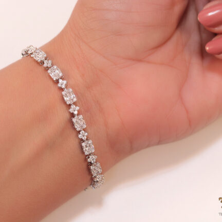 bbb14 Fancy cut cz bracelet in platinum finish