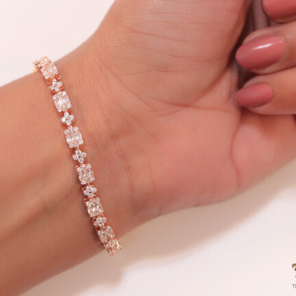 bbb15 Fancy cut cz bracelet in rose gold finish