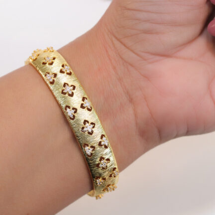 bbb16 Golden cutwork bracelet band with cz