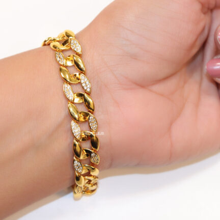 bbb34 Gold plated cz link chain bracelet