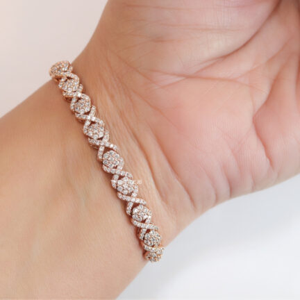 bbb42 Fancy cut cz bracelet in rose gold finish