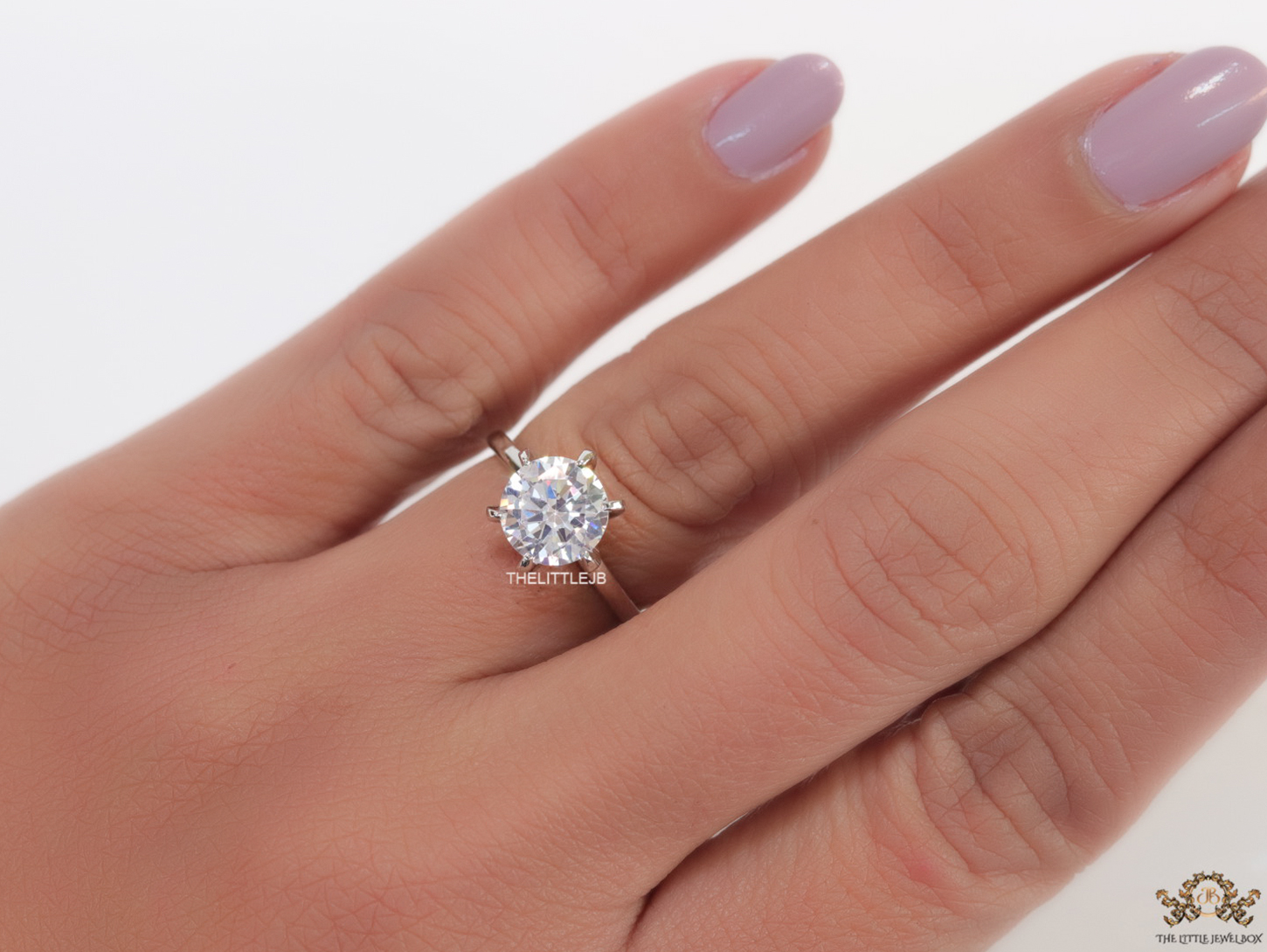 8mm Platinum plated cz solitaire adjustable ring