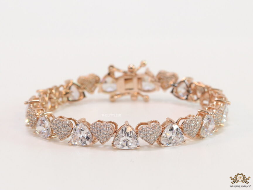 Jaguar Design in Diamond  Gold Plated Bracelet with Heart Shape Strip   Soni Fashion