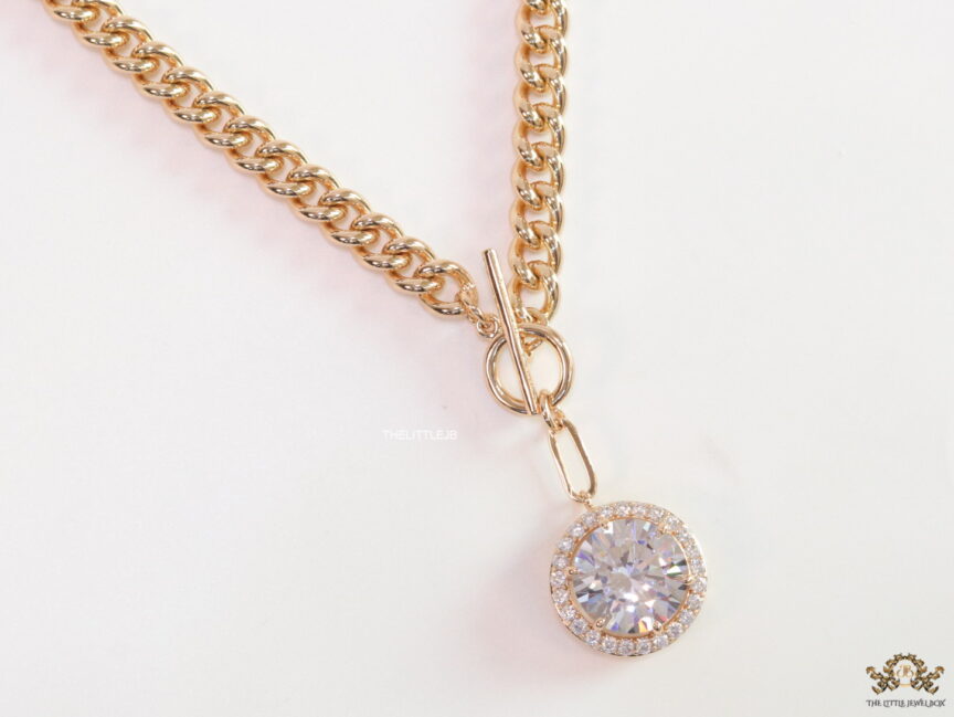14K Large Solid Gold and Diamond Open Circle Necklace | Reeves & Reeves