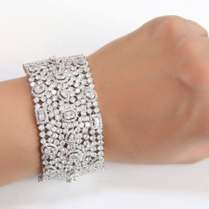 bb40 Platinum plated broad cz bracelet