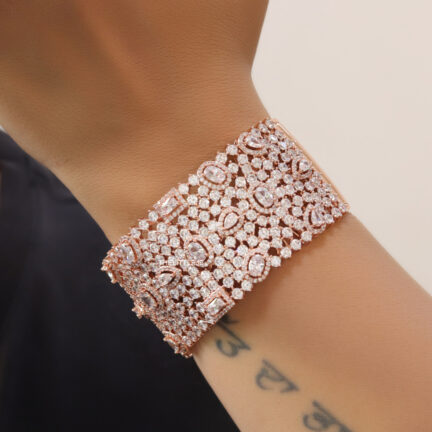 bb41 Rose gold plated broad cz bracelet