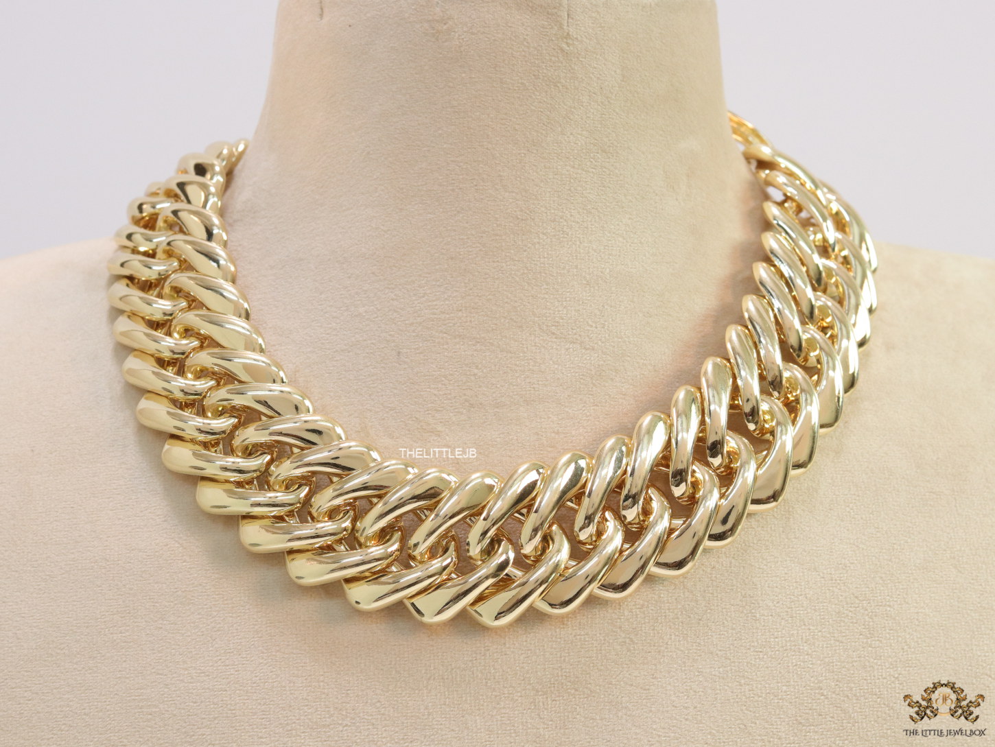 Gold plated chunky link chain broad necklace - Image 2