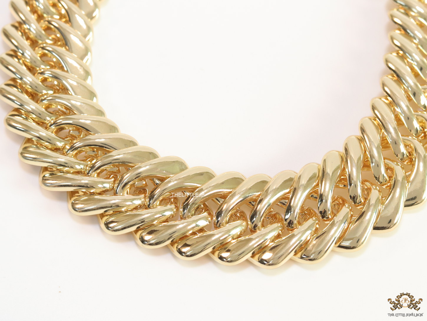 Gold plated chunky link chain broad necklace - Image 3