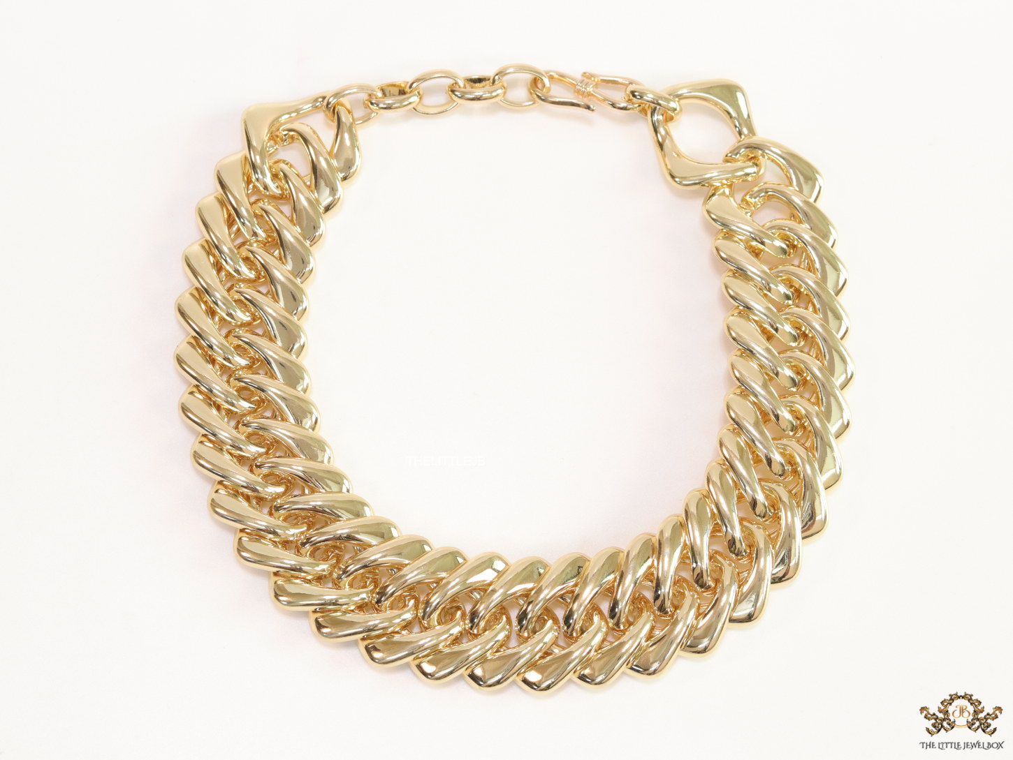 Gold plated chunky link chain broad necklace - Image 4