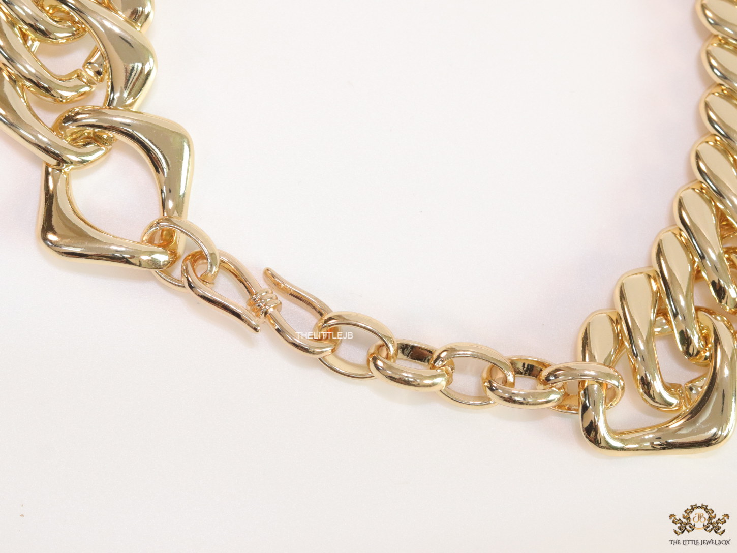 Gold plated chunky link chain broad necklace - Image 7