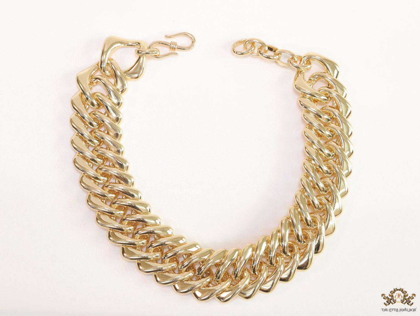 Gold plated chunky link chain broad necklace - Image 6