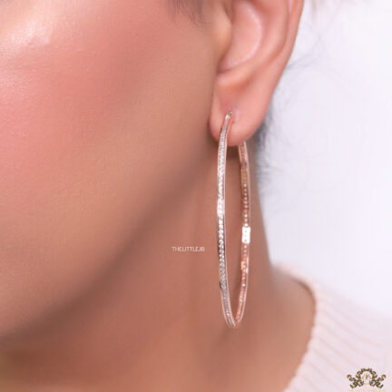 Rose gold cz 63mm hoop earrings