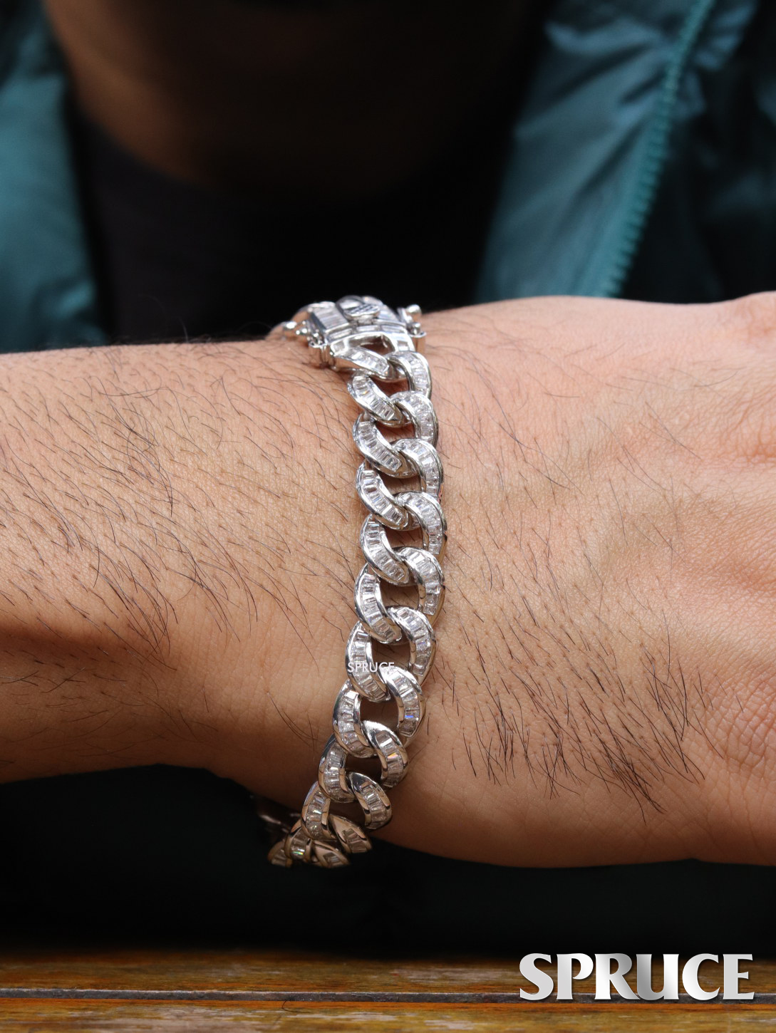 Men'S Platinum Plated Curb Link Bracelet (9Mm), Genuine Diamond Accent 9.5