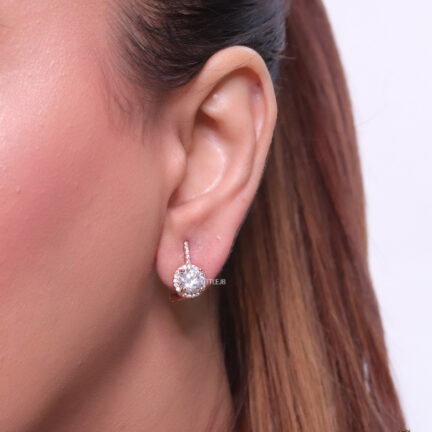 Gold plated small earrings with white cubic zirconia stones