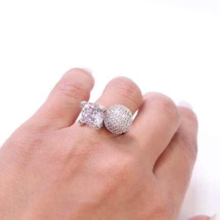 7657 Platinum double Cz bomber ring