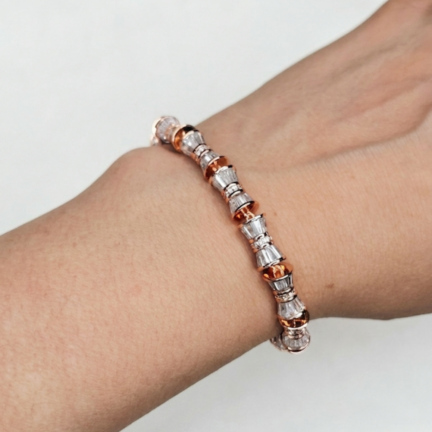 Rose gold and cz hour glass bracelet