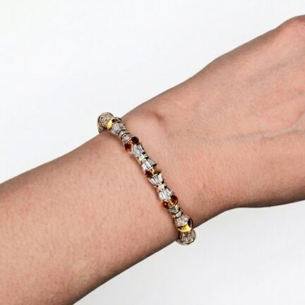 Gold and cz hour glass bracelet