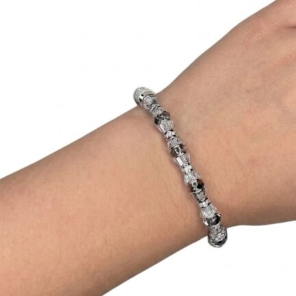 Platinum and cz hour glass bracelet