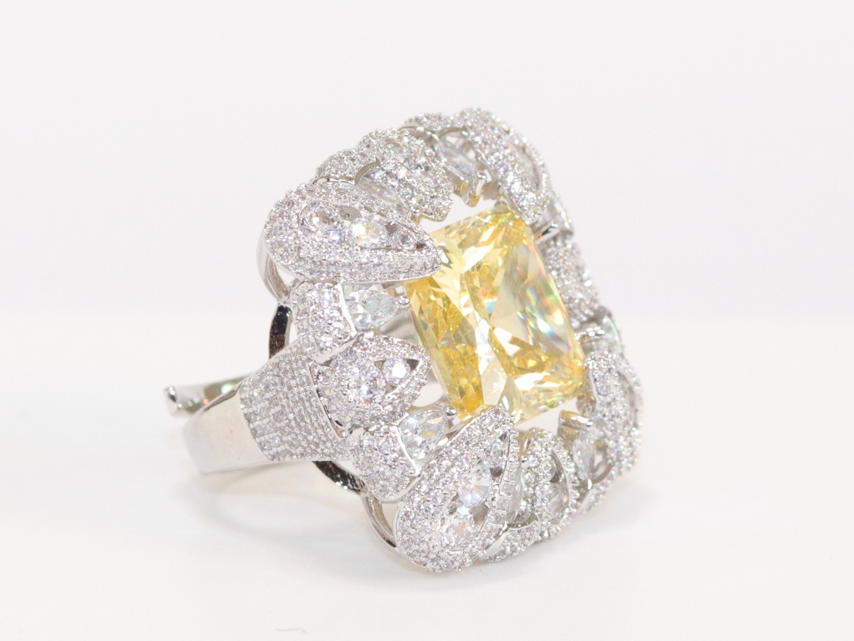 Cz wrapped yellow stone ring - Image 4