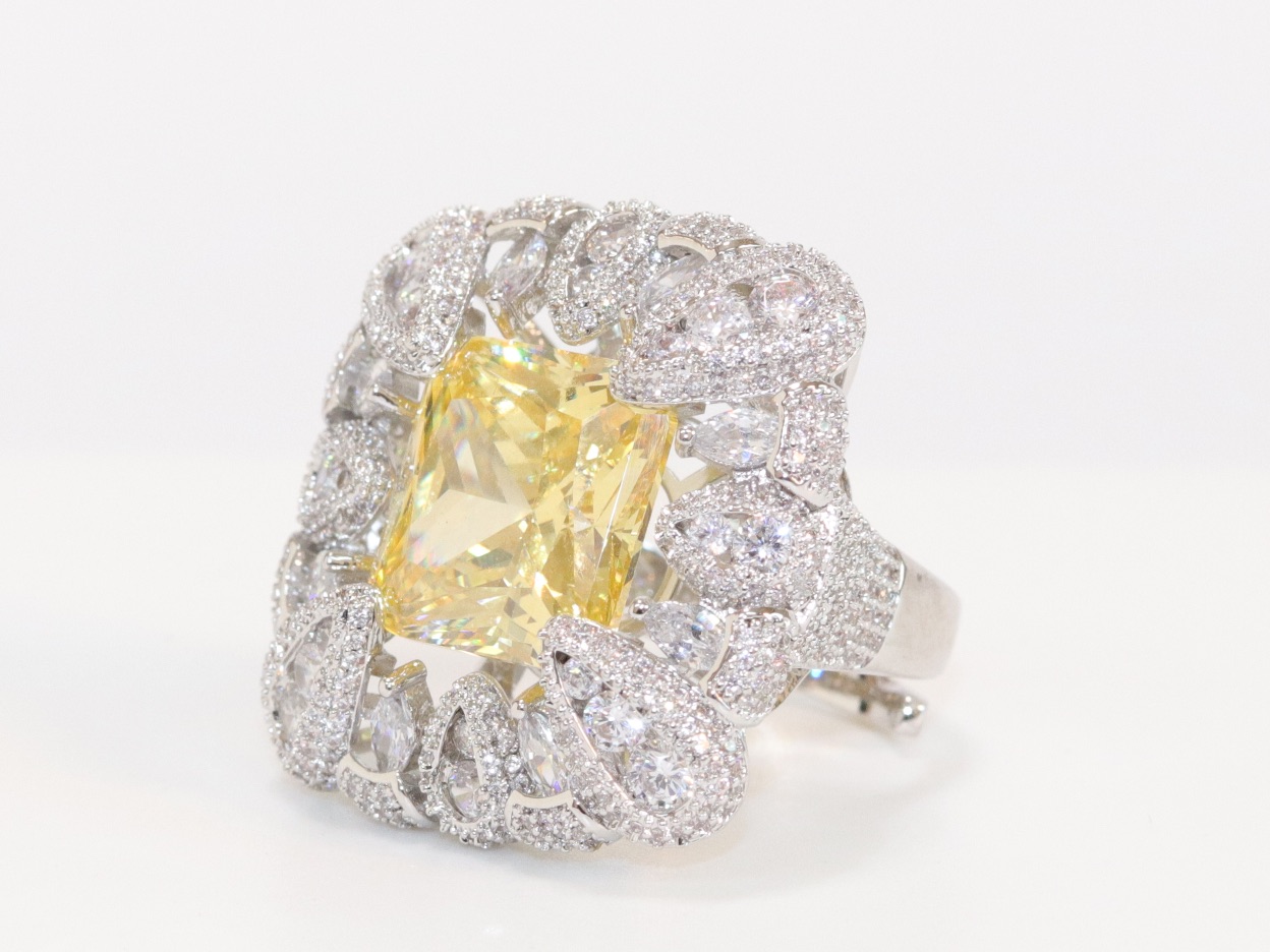 Cz wrapped yellow stone ring - Image 6