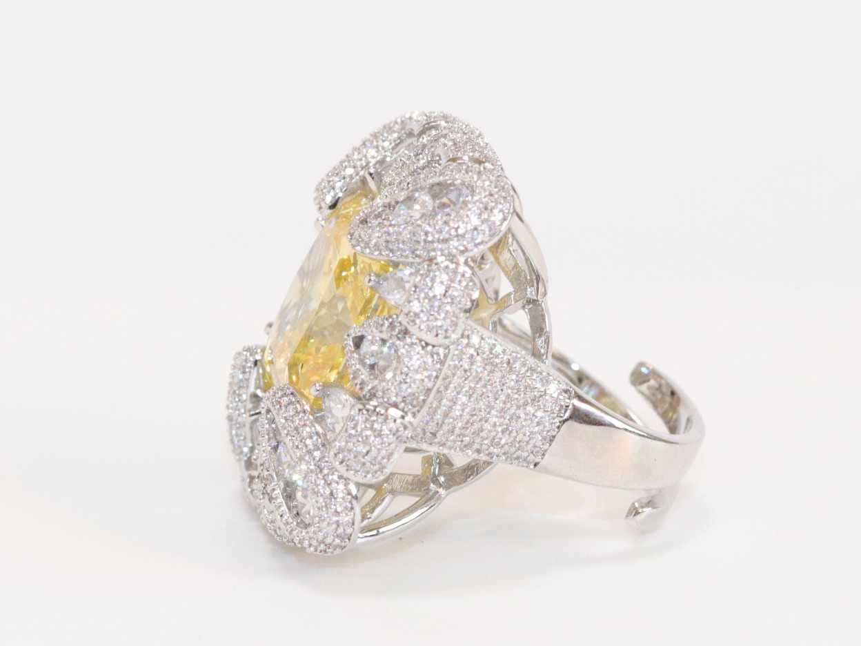 Cz wrapped yellow stone ring - Image 7