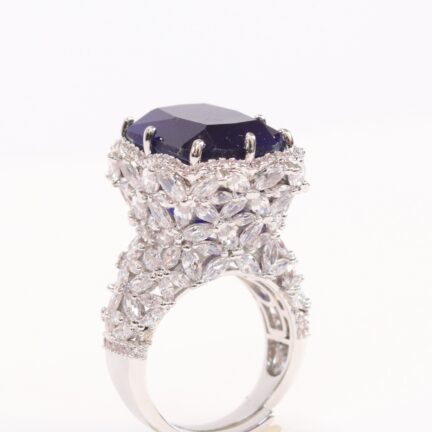 IMG_8508 Cz leaf cut blue sapphire stone ring