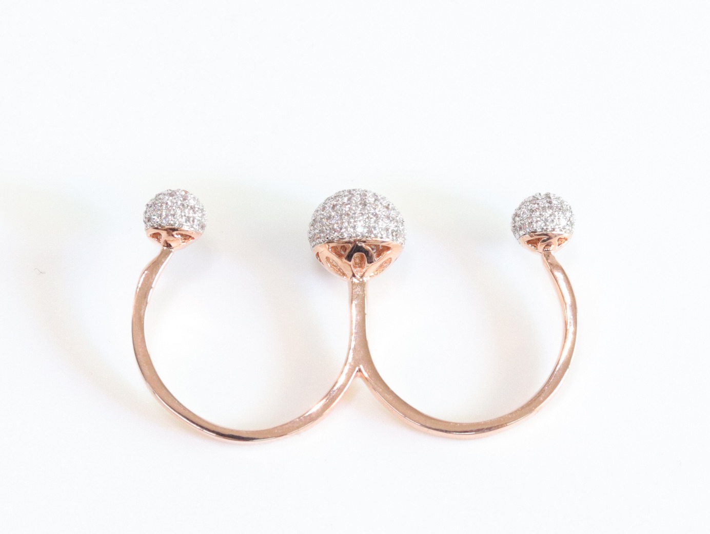 Rose gold double finger bomber ring - Image 6