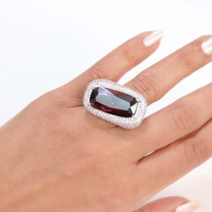 r29 (2) Large brown rhodolite stone cz ring