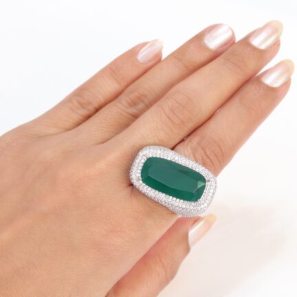 r31 (1) Large emerald stone cz ring