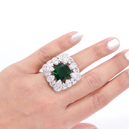 r5 (2) Cz wrapped emerald ring