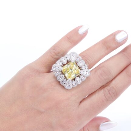 r8 (1) Cz wrapped yellow stone ring