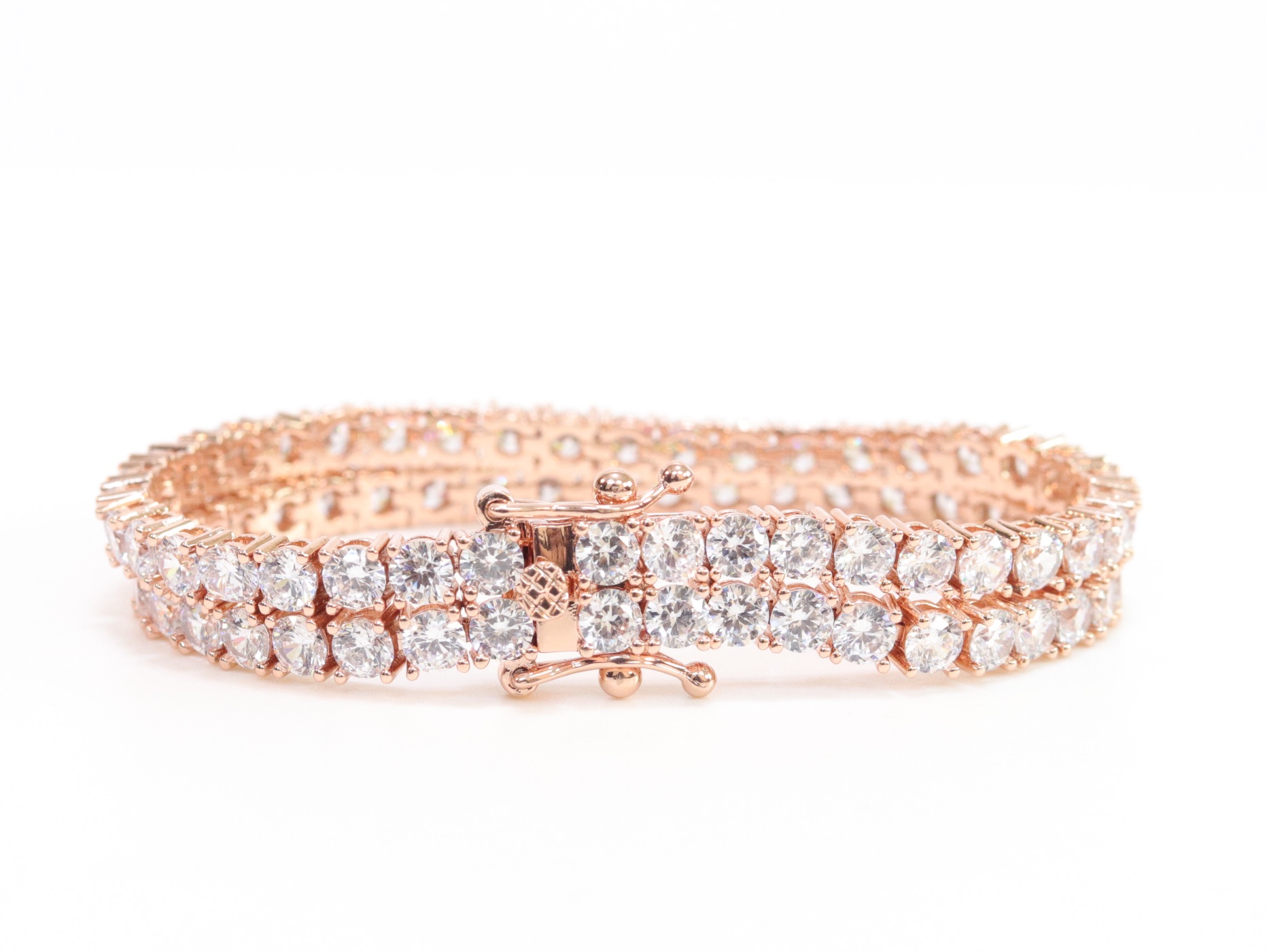 Double Stacked CZ bracelet in rose gold finish - Image 5