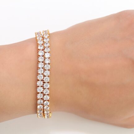 Double Stacked CZ bracelet in gold finish