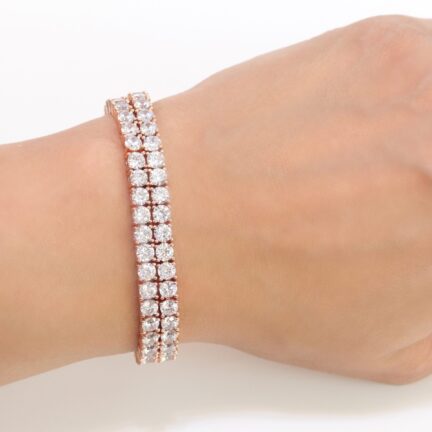 Double Stacked CZ bracelet in rose gold finish
