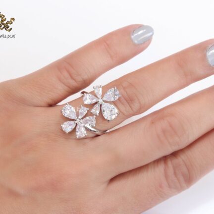 2584 Double Flower ring in rose gold finish