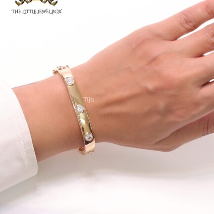Rectangular bracelet 16kt  gold finish cz
