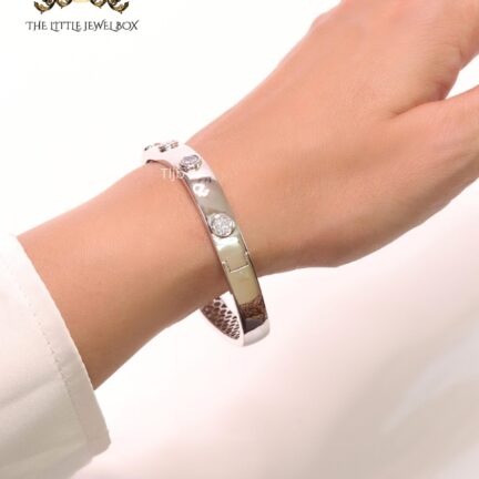 Rectangular bracelet in platinum finish cz