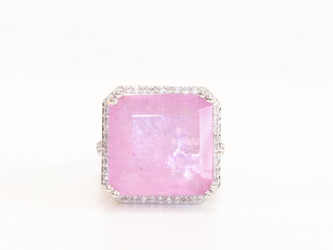 Square light pink stone Ring - Image 4
