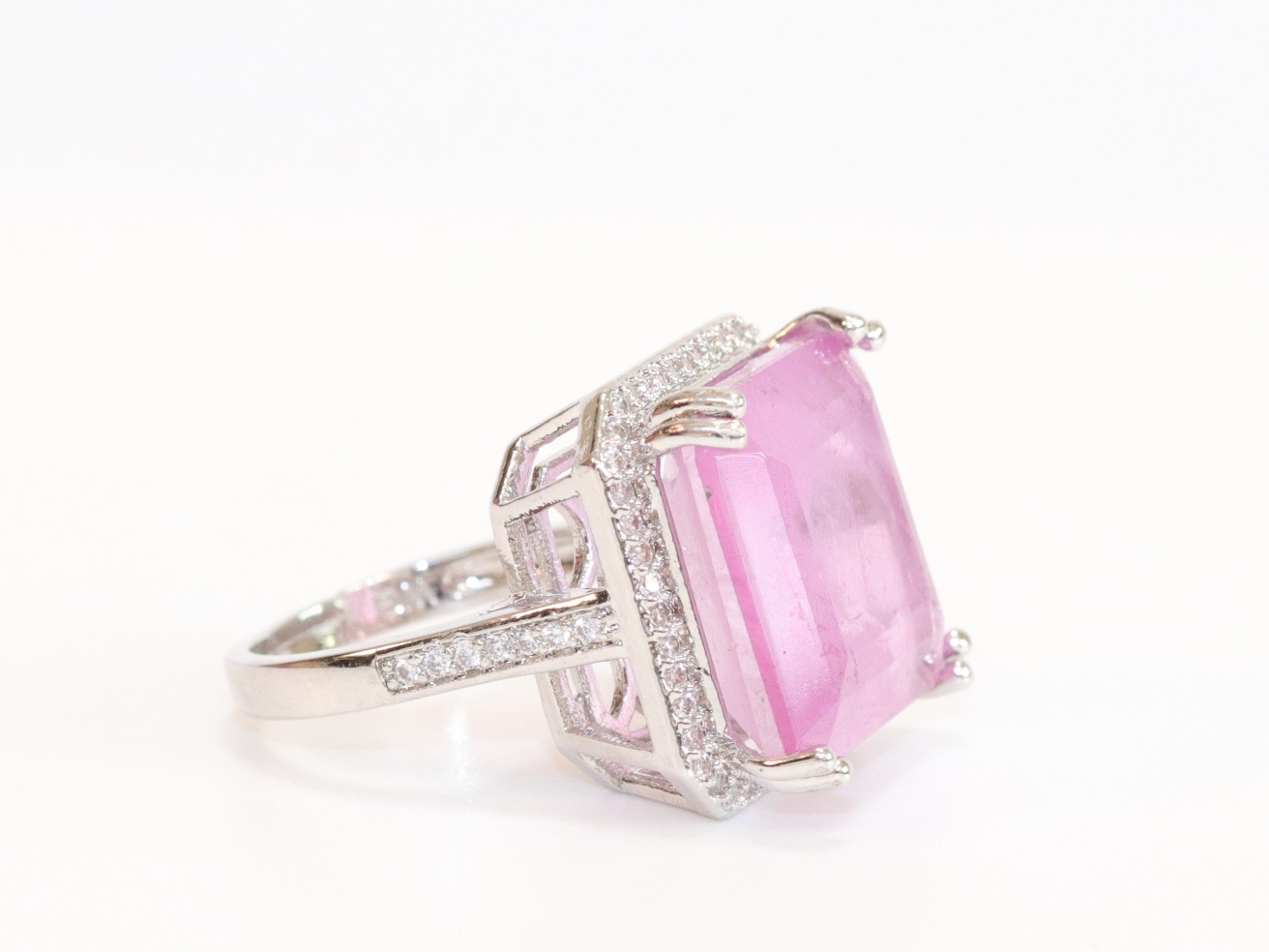 Square light pink stone Ring - Image 6