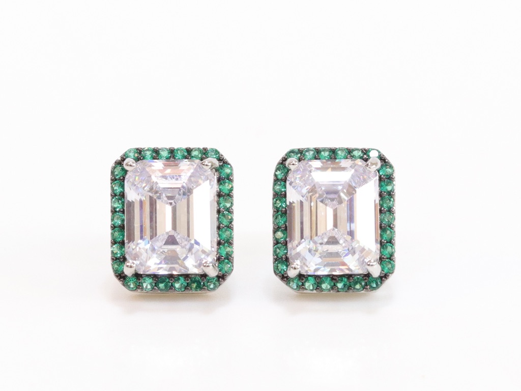 Rectangle CZ emerald studs - Image 2