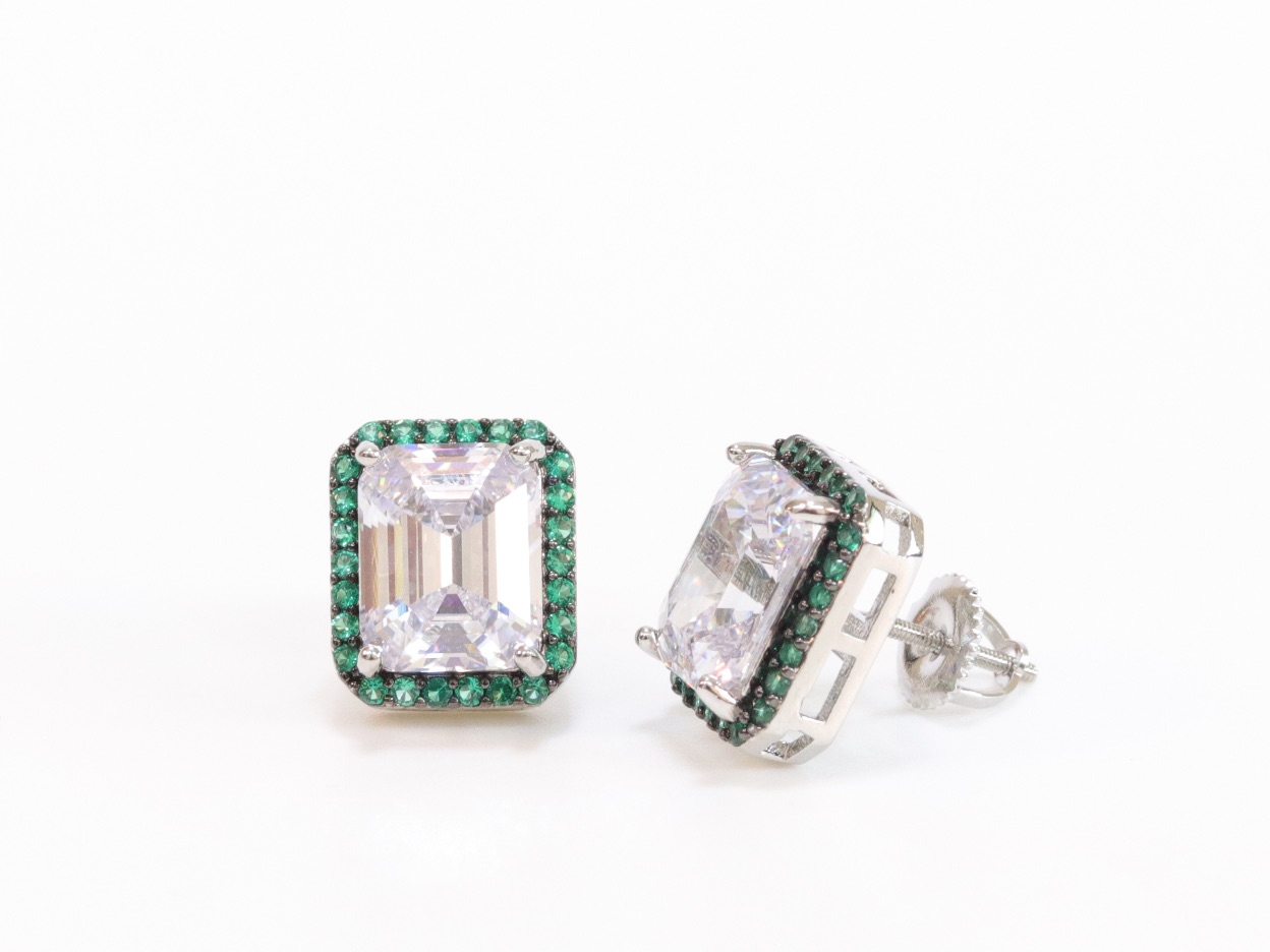 Rectangle CZ emerald studs - Image 4