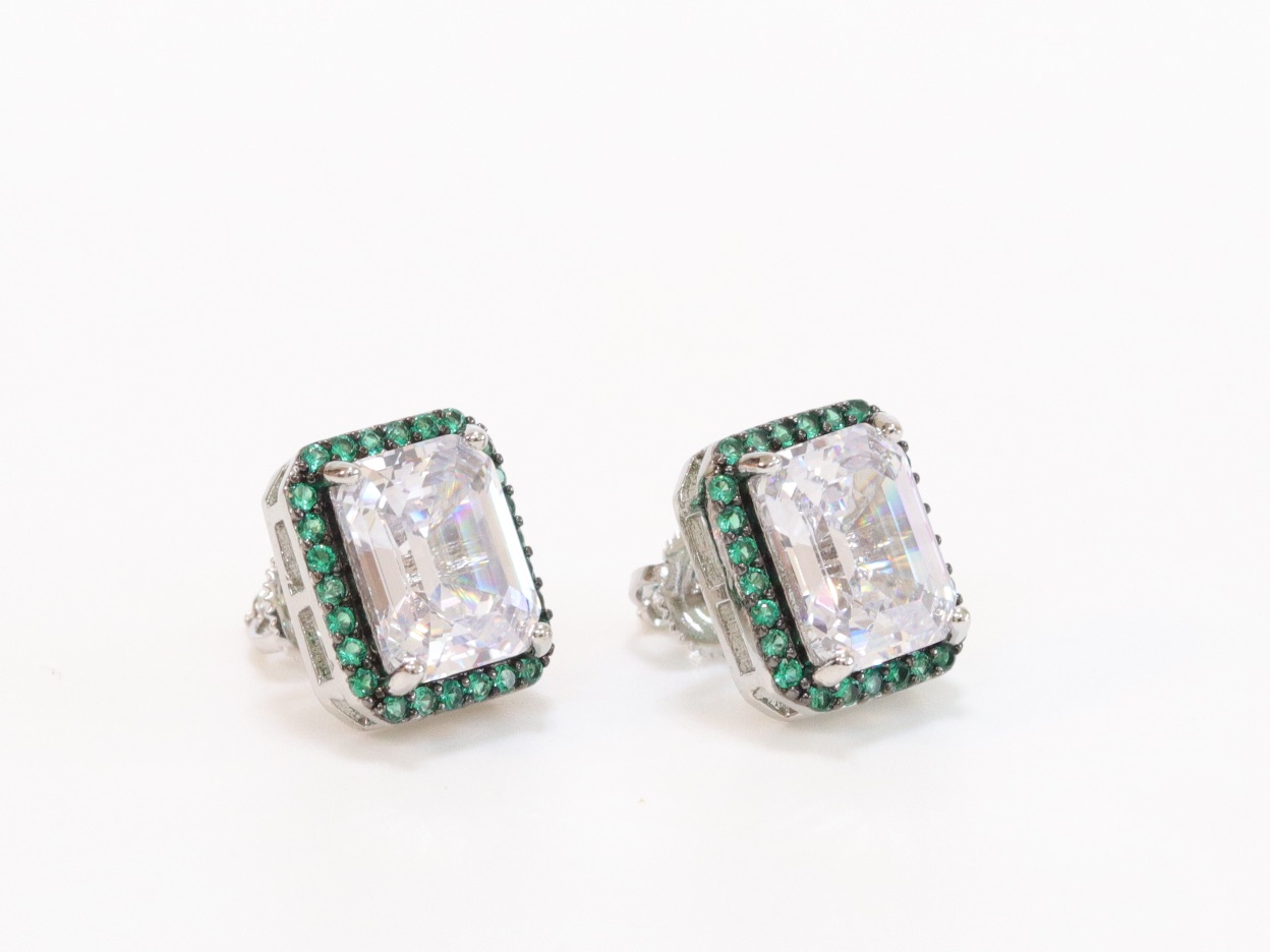 Rectangle CZ emerald studs - Image 6