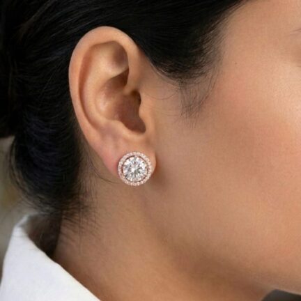 3.5ct Round Brilliant Cut CZ Rose Gold Studs