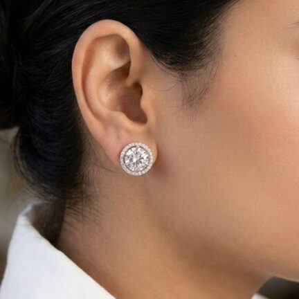 3.5ct Round Brilliant Cut CZ Platinum Studs