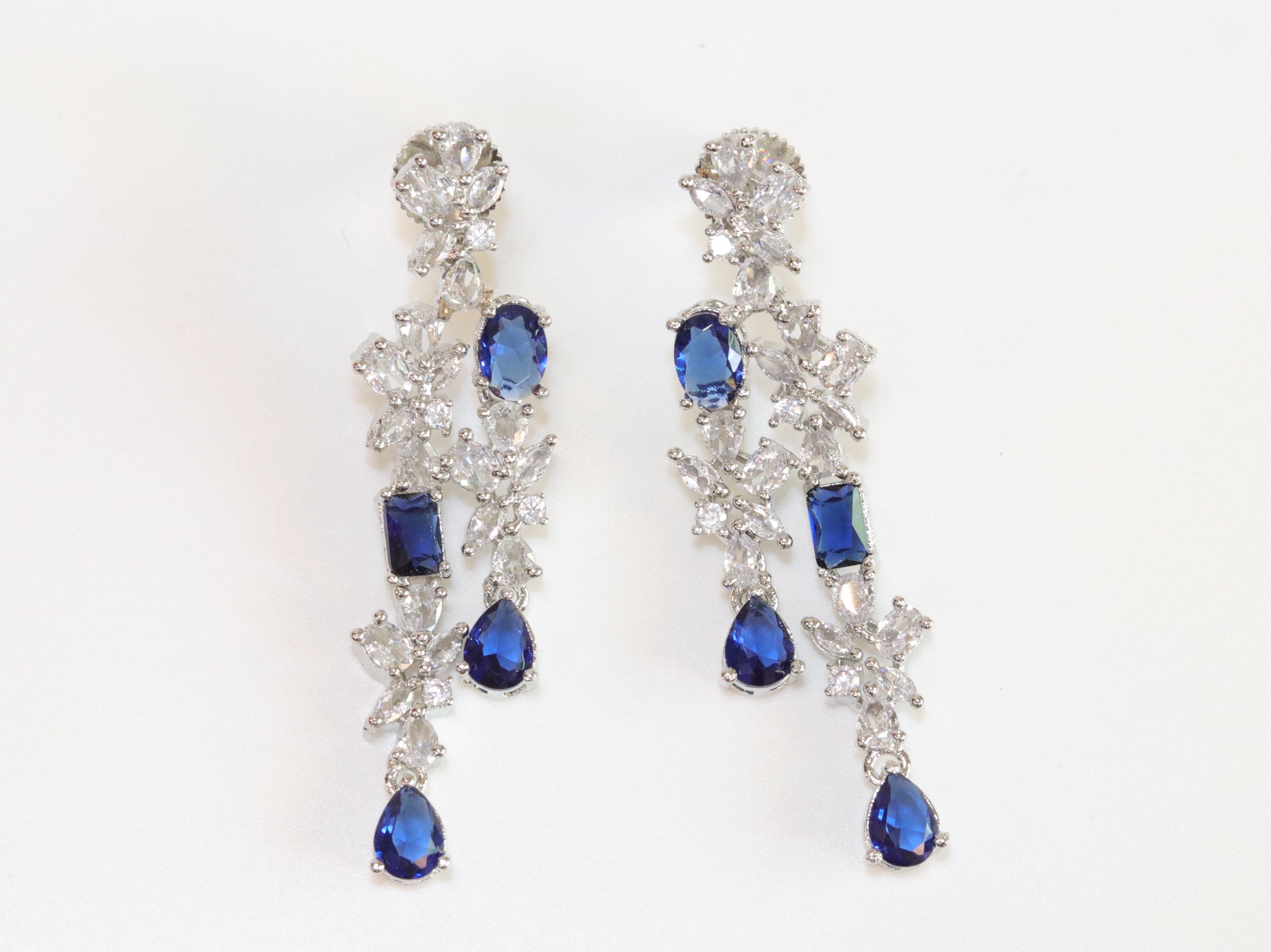 Two Tiered cz and sapphire elegant necklace - Image 7