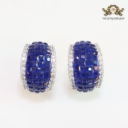 Sapphire Eternity platinum earrings with CZ - Image 3
