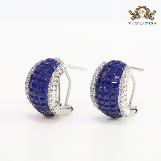 Sapphire Eternity platinum earrings with CZ - Image 5