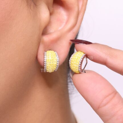 Yellow Eternity platinum earrings with CZ