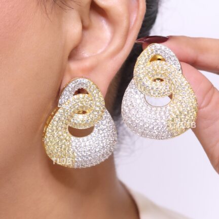 Yellow stones and CZ party earrings