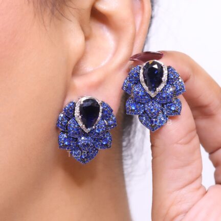 Royal Blue CZ leaf studs